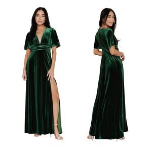Baltic Born NWT Berenice Velvet Maxi Dress, Emerald Green S Whimsigoth Boho Flaw